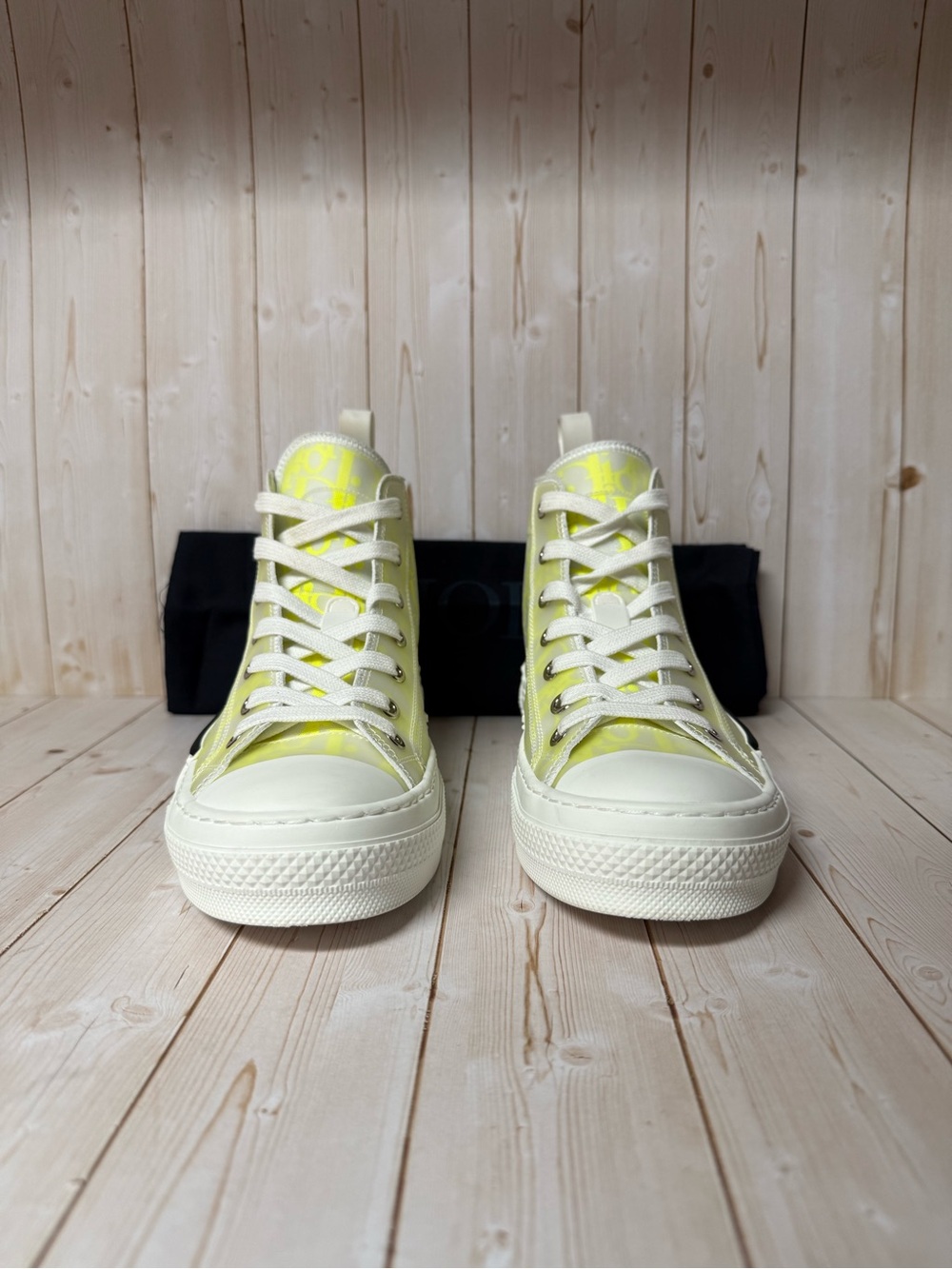 Christian Dior B23 Technical Canvas Oblique High-Top Sneaker Yellow Sz 35 / 5 - Picture 5 of 14